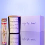 Obsidian matte black unscented candle from Rocky Scent with soy wax, match jar, and gift box.